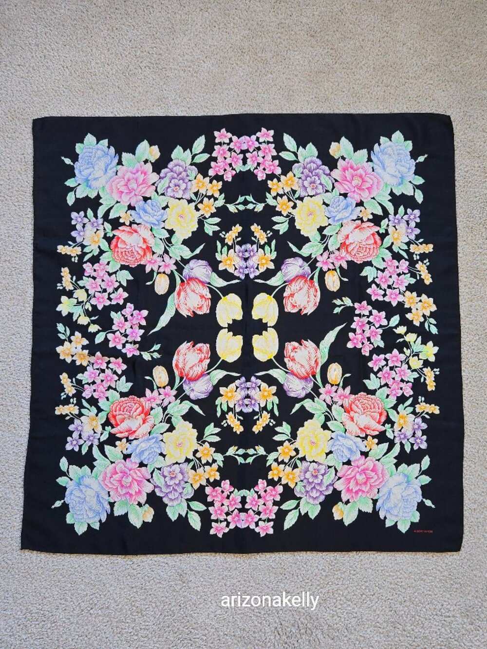 Albert Nipon Silk Scarf Spring Flowers Floral - Picture 1 of 11
